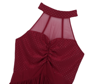 FYMNSI Damen Lyrisch Tanz Kleid Ärmellos Tüll Maxikleid Lyrische Modern Contemporary Tanzkostuem Trikot Latein Ballett Tuellkleider Ballettanzug Buehnenanzug Tanzkleidung Weinrot M 1988766539