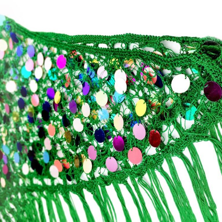 Bauchtanz Hüftschal Mit Glitzernden Pailletten - Roter Hüftschal Für Orientalischen Tanz