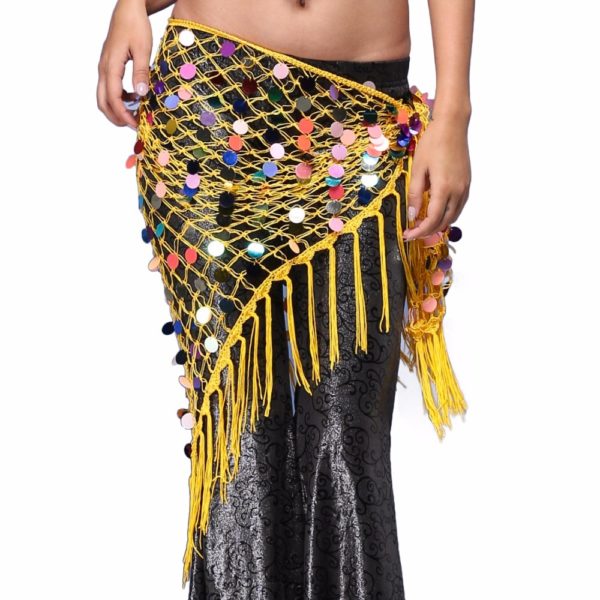 g-nstige-bauchtanz-kleidung-zubeh-r-stretchy-lange-quaste-dreieck-g-rtel-hand-h-keln-pailletten-jpg Bauchtanz Pailletten Hüfttuch Cleora gelb