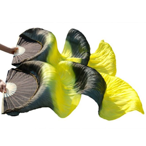Schleierfächer Bourdon schwarz-gelb für Bauchtanz